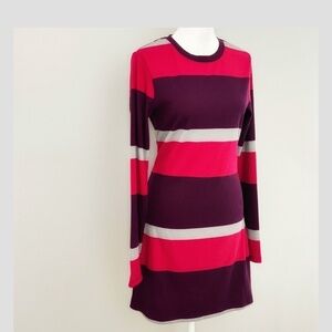 NWT Anthropologie Sanctuary Dress Ribbed Fitted Long Sleeve Stripe Pink Purple